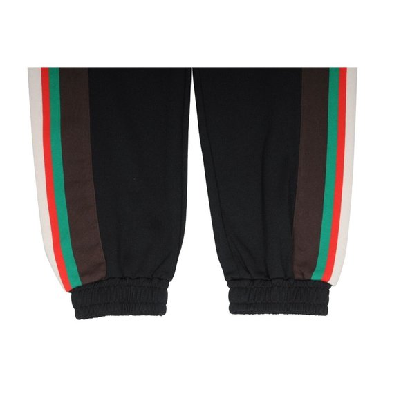 Gucci Mens Track Pants Large Black Green Red Stripped Drawstring Cotton Joggers - Picture 9 of 10